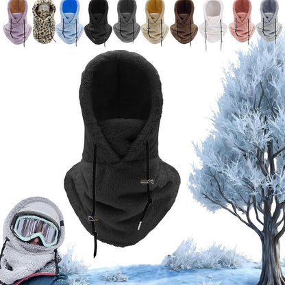 Sherpa Hood Ski Mask, Windproof Adjustable Winter Sherpa Hood, Warm Outdoor Sports Mask