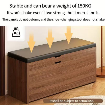 Shoe Bench with Flip Drawer and Cushion Seat – Entryway Shoe Rack Organizer for Home Storage Space