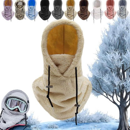 Sherpa Hood Ski Mask, Windproof Adjustable Winter Sherpa Hood, Warm Outdoor Sports Mask