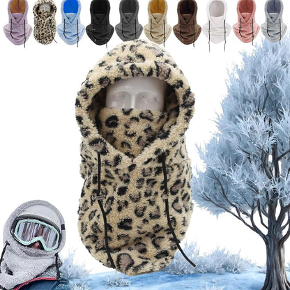 Sherpa Hood Ski Mask, Windproof Adjustable Winter Sherpa Hood, Warm Outdoor Sports Mask
