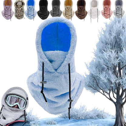 Sherpa Hood Ski Mask, Windproof Adjustable Winter Sherpa Hood, Warm Outdoor Sports Mask