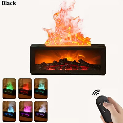 USB Fireplace Heater & Humidifier with Remote Control, 7-Color Flame Effect, Compact Design for Home