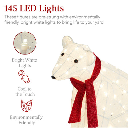 2-Piece Lighted Polar Bear Family – Outdoor Christmas Decoration with LED Lights