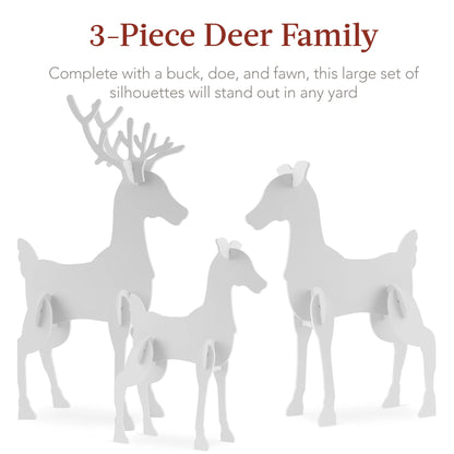 56 in 3-Piece Reindeer Family Silhouette – Outdoor Yard Christmas Decoration with Buck, Doe & Fawn
