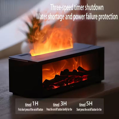 USB Fireplace Heater & Humidifier with Remote Control, 7-Color Flame Effect, Compact Design for Home