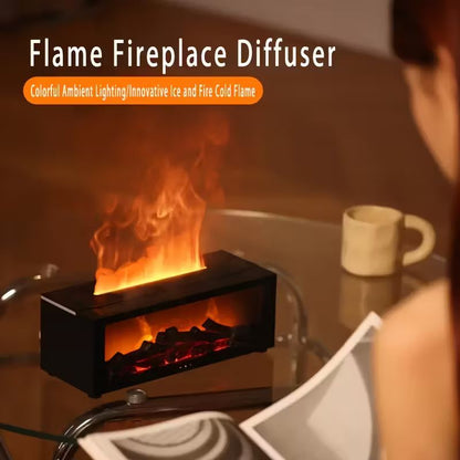 USB Fireplace Heater & Humidifier with Remote Control, 7-Color Flame Effect, Compact Design for Home