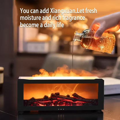 USB Fireplace Heater & Humidifier with Remote Control, 7-Color Flame Effect, Compact Design for Home