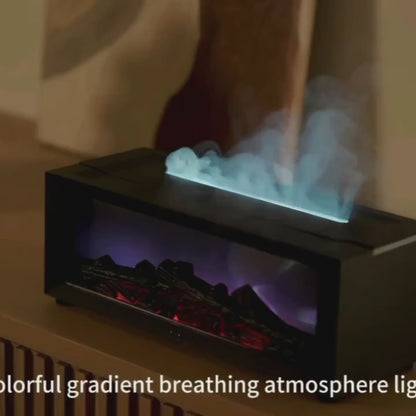 USB Fireplace Heater & Humidifier with Remote Control, 7-Color Flame Effect, Compact Design for Home